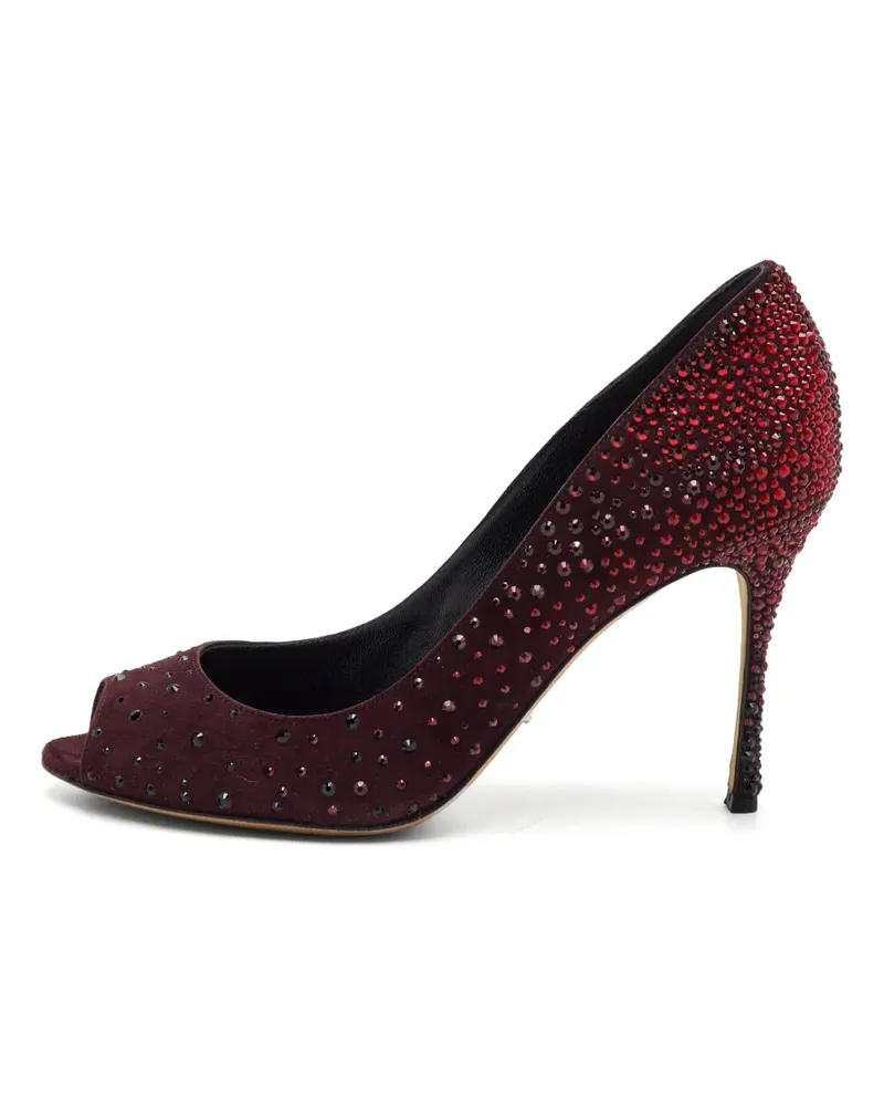 Sergio Rossi Peep-Toe-Pumps mit Kristallen - Rot Rot