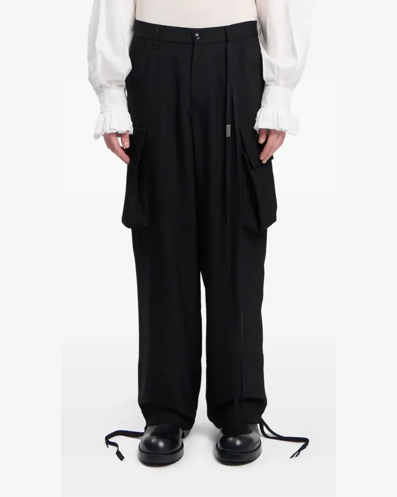 Ann Demeulemeester Weite Cargohose - Schwarz Schwarz