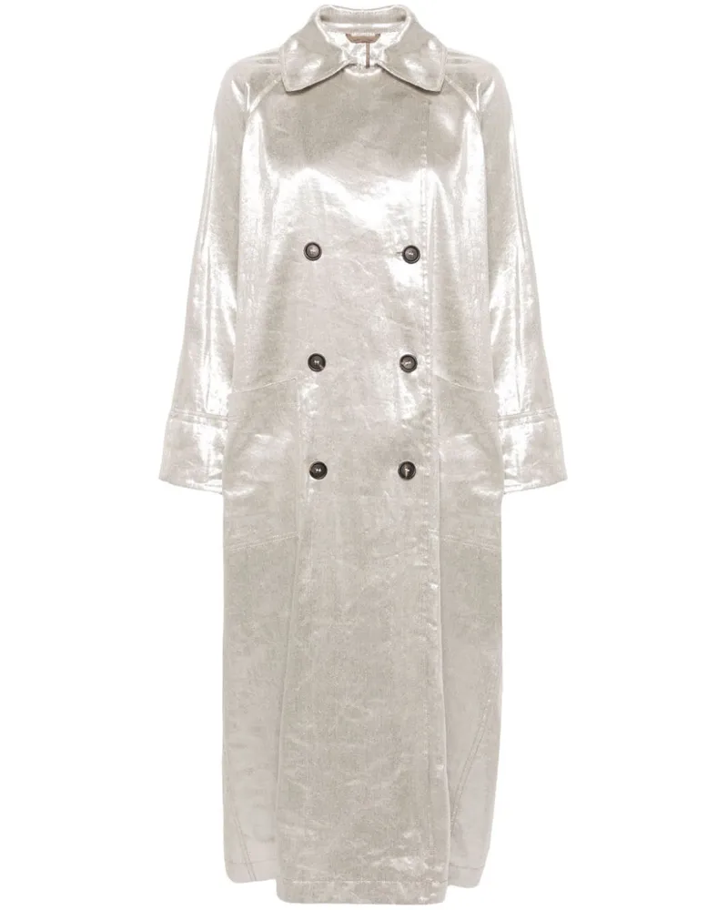 Brunello Cucinelli Trenchcoat im Metallic-Look - Grau Grau