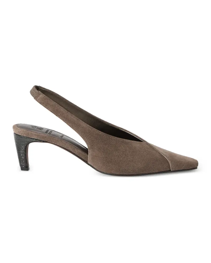 Brunello Cucinelli suede slingback pumps - Braun Braun