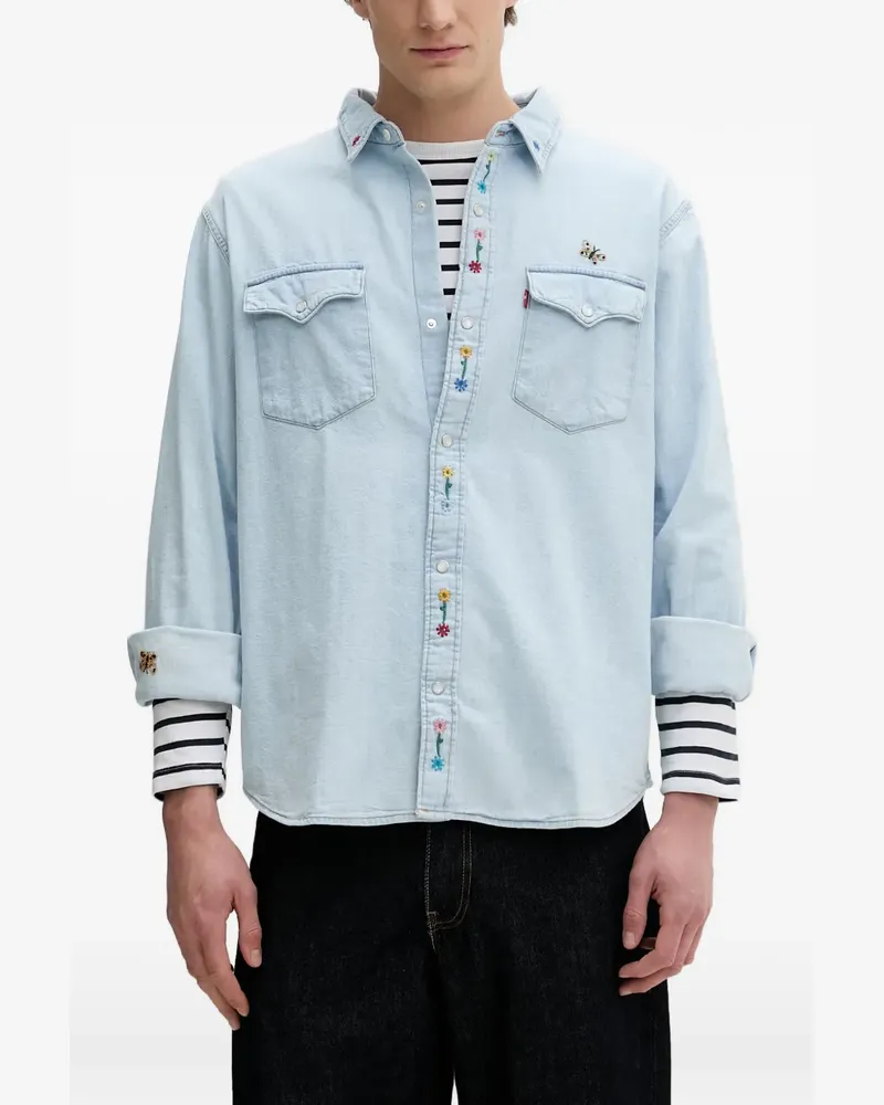 Levi's Jeanshemd mit Blumenstickerei - Blau Blau