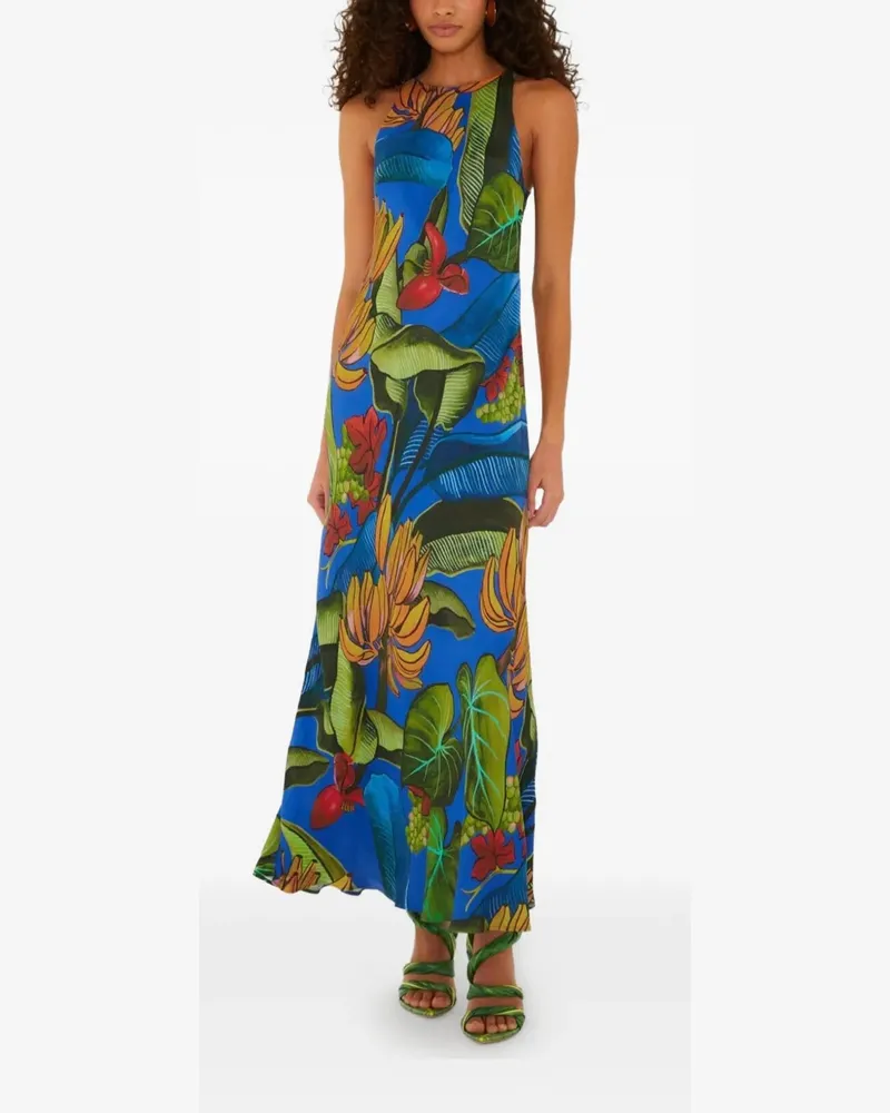 FARM Rio tropical-print maxi dress - Blau Blau