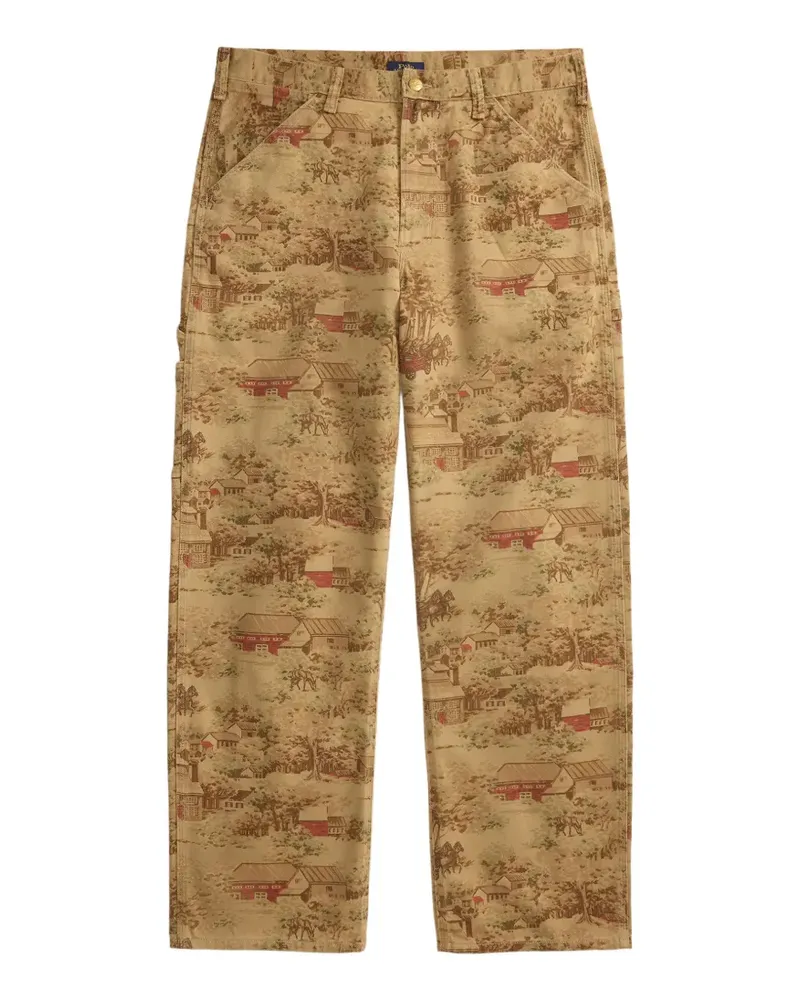 Ralph Lauren Gerade Hose mit Landschafts-Print - Nude Nude