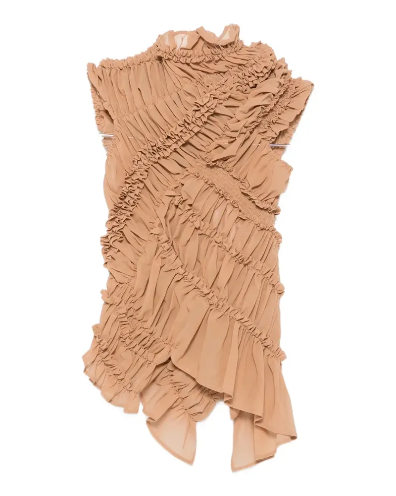 Magda Butrym ruffled-embellishment top - Nude Nude
