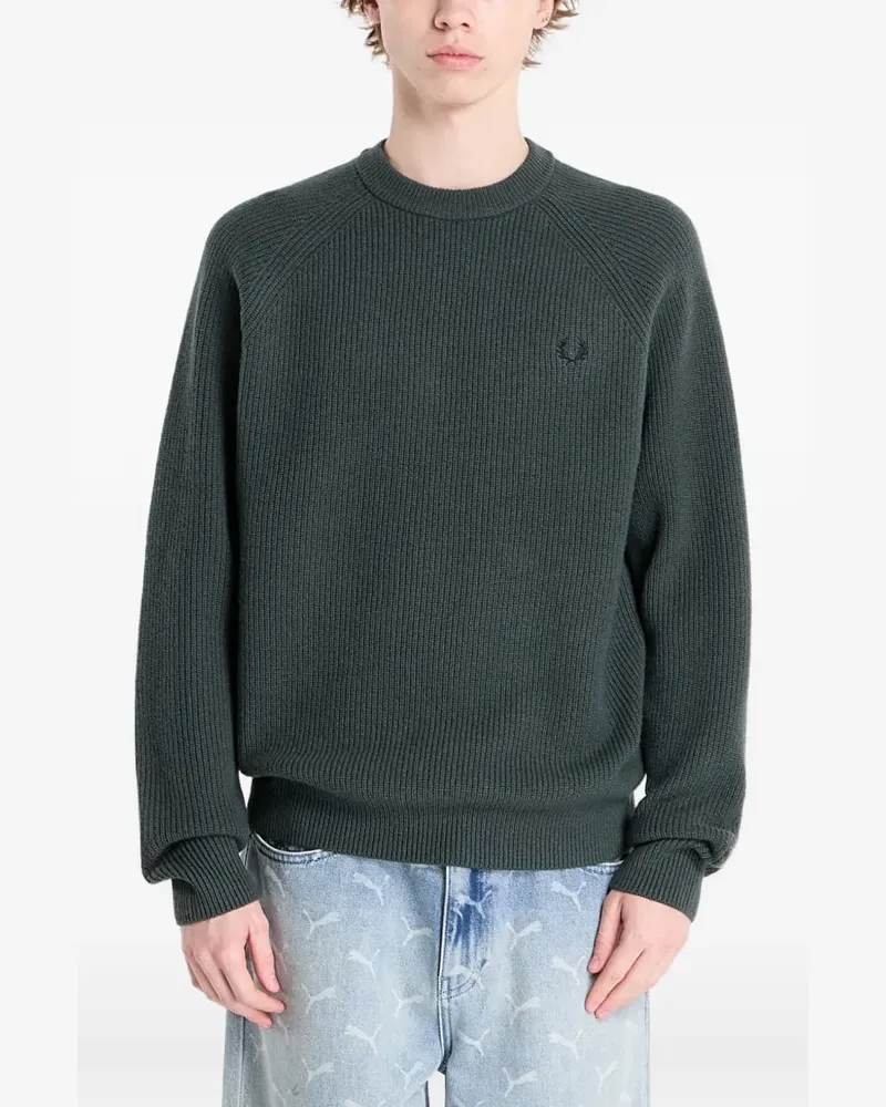 Fred Perry Lammwollpullover mit Raglanärmeln - Grün Grün