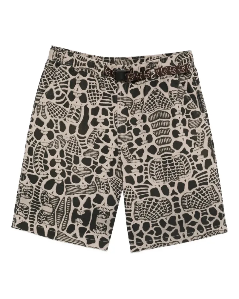 Brain Dead skull-print belted shorts - Nude Nude