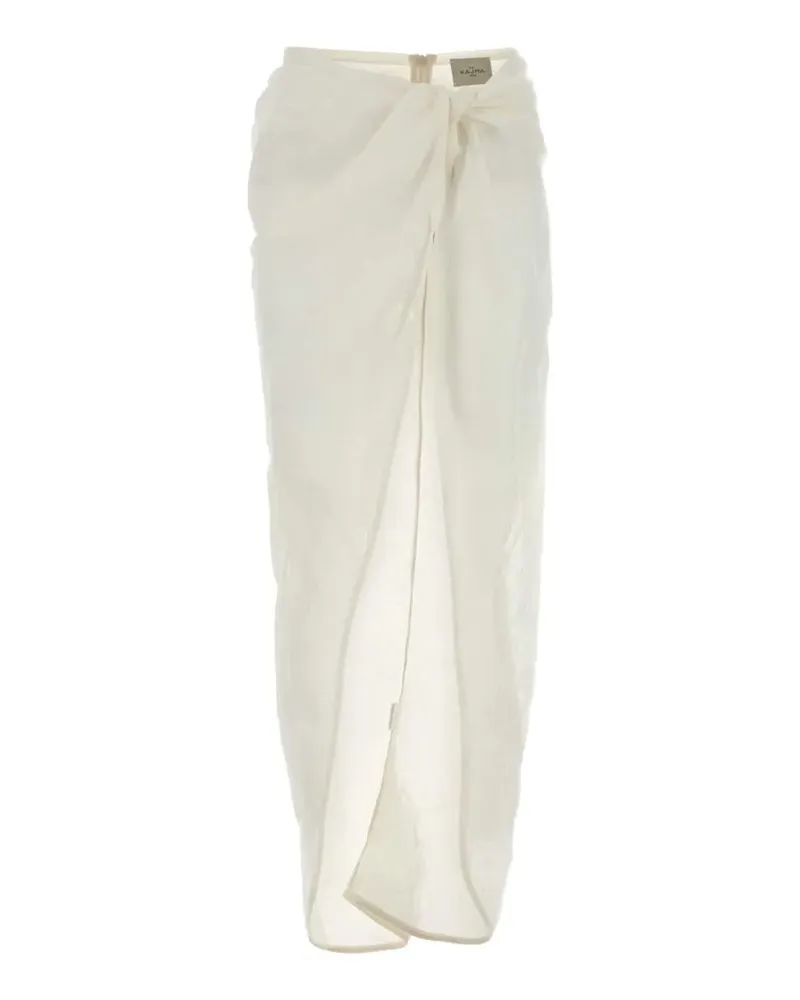 Le Kasha 1918 Qaraya0 knot-detail linen maxi skirt - Weiß Weiß