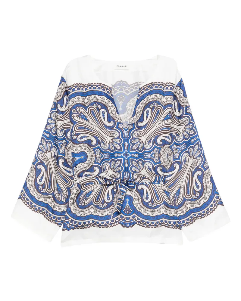 P.A.R.O.S.H. Skindy paisley tie-waist blouse - Weiß Weiß