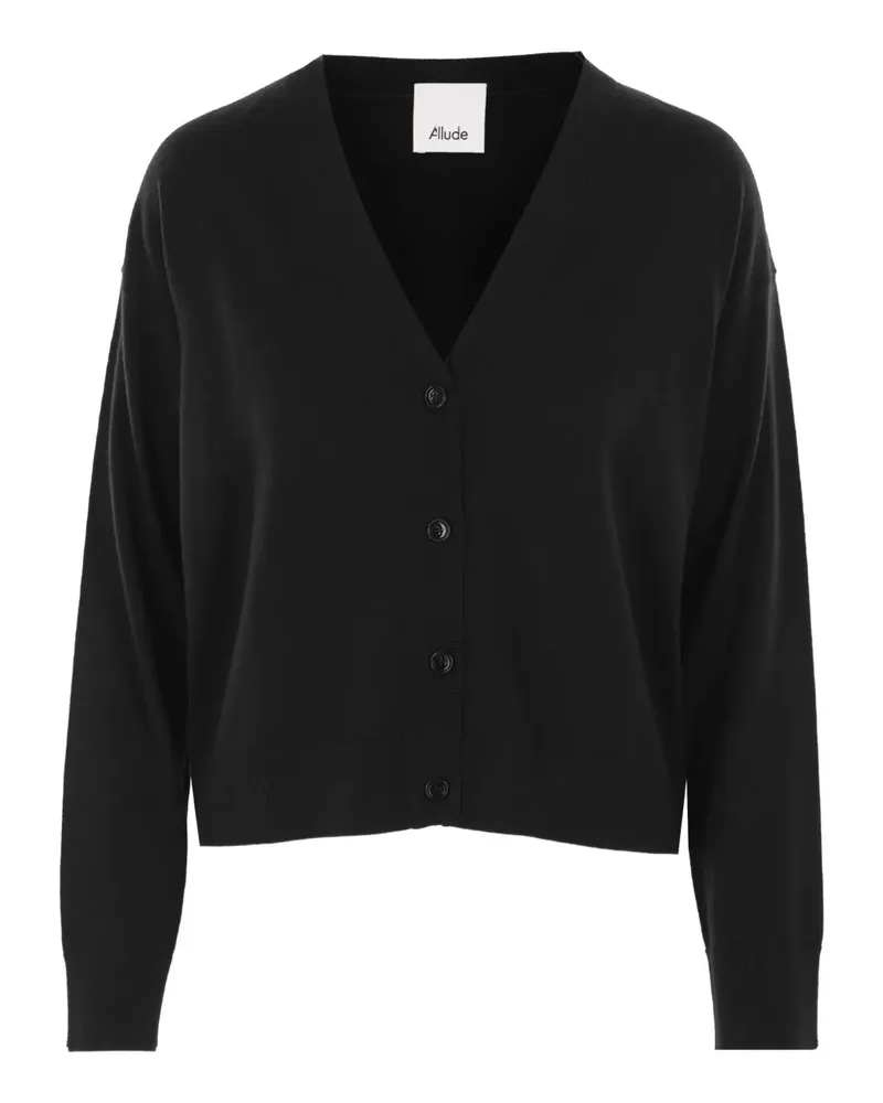 ALLUDE Gestrickter Schurwollmantel - Schwarz Schwarz