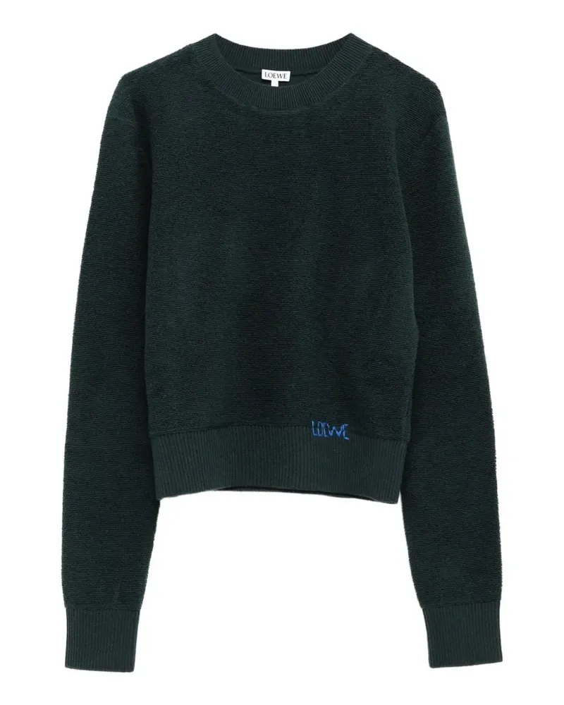 Loewe logo-embroidered boucle sweater - Grün Grün
