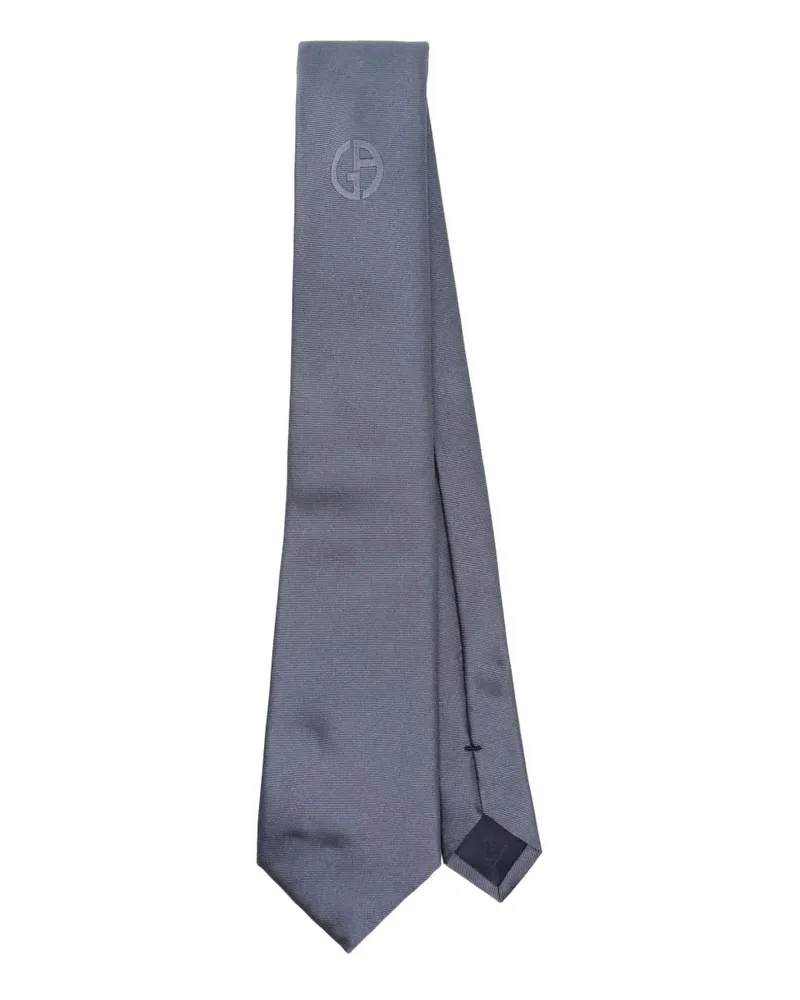 Giorgio Armani Seidenkrawatte mit Logo-Verzierung - Blau Blau