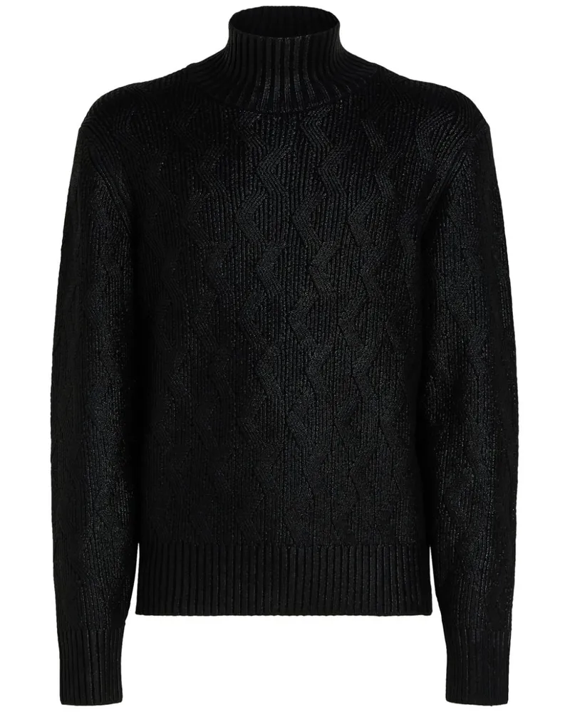 Karl Lagerfeld Beschichteter Rollkragenpullover - Schwarz Schwarz