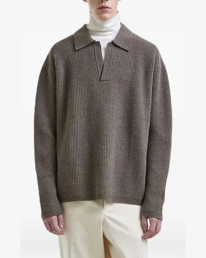 Hevò Taranto Pullover mit geripptem Kragen - Grau Grau