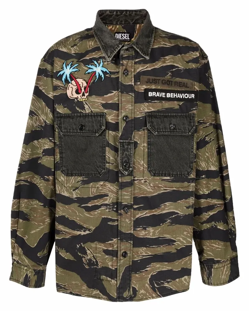 Diesel Camouflage-Hemd mit Stickereien - Grün Grün