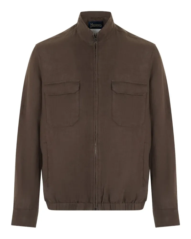 Herno zip-up pocket-detail bomber jacket - Braun Braun