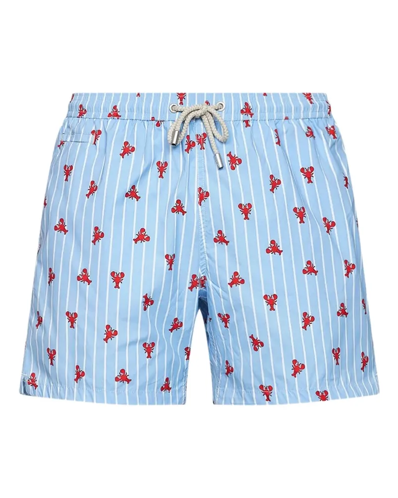MC2 Saint Barth lobster-print striped swim shorts - Blau Blau