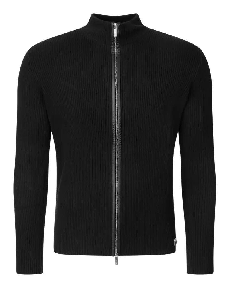 Karl Lagerfeld Gerippter Cardigan mit Reißverschluss - Schwarz Schwarz