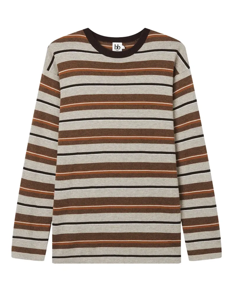 b+ab Gestreifter Pullover - Grau Grau