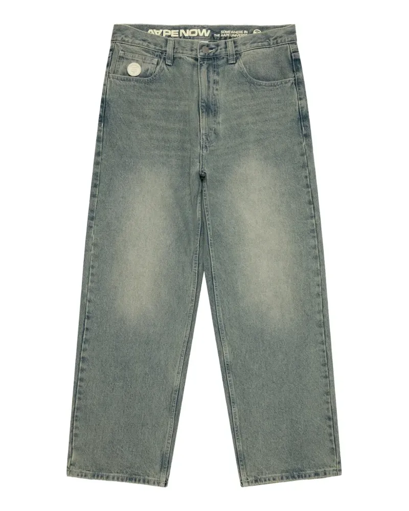 BAPE logo-embroidered straight-leg jeans - Blau Blau