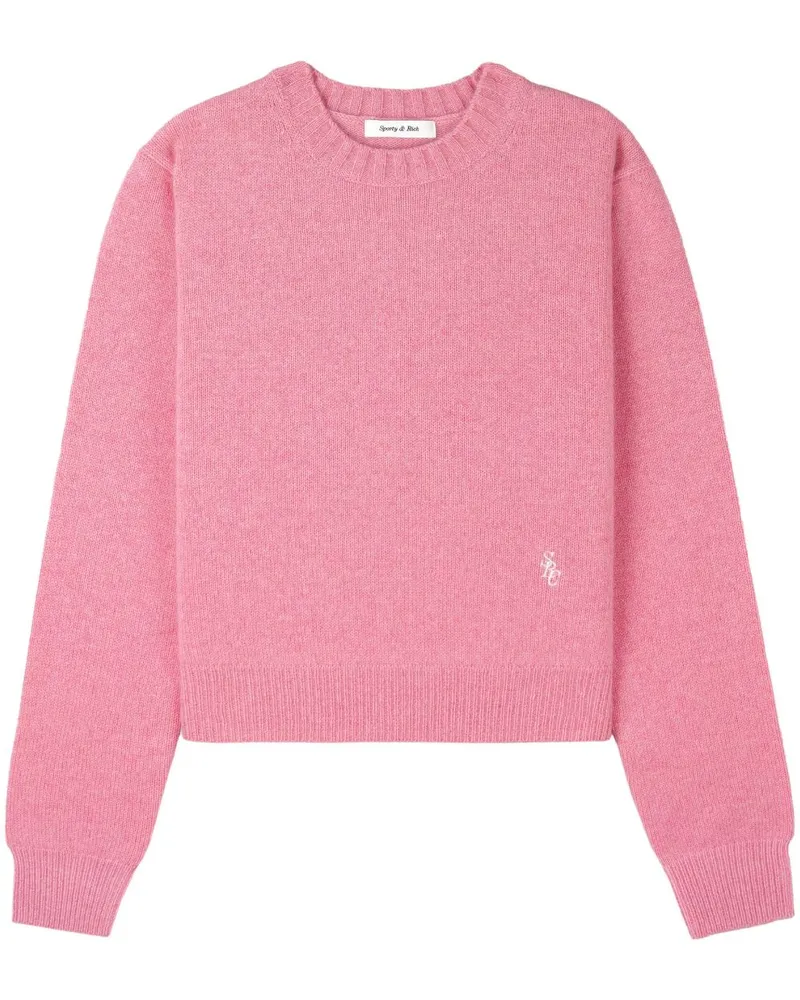 SPORTY & RICH Bestickter Pullover - Rosa Rosa