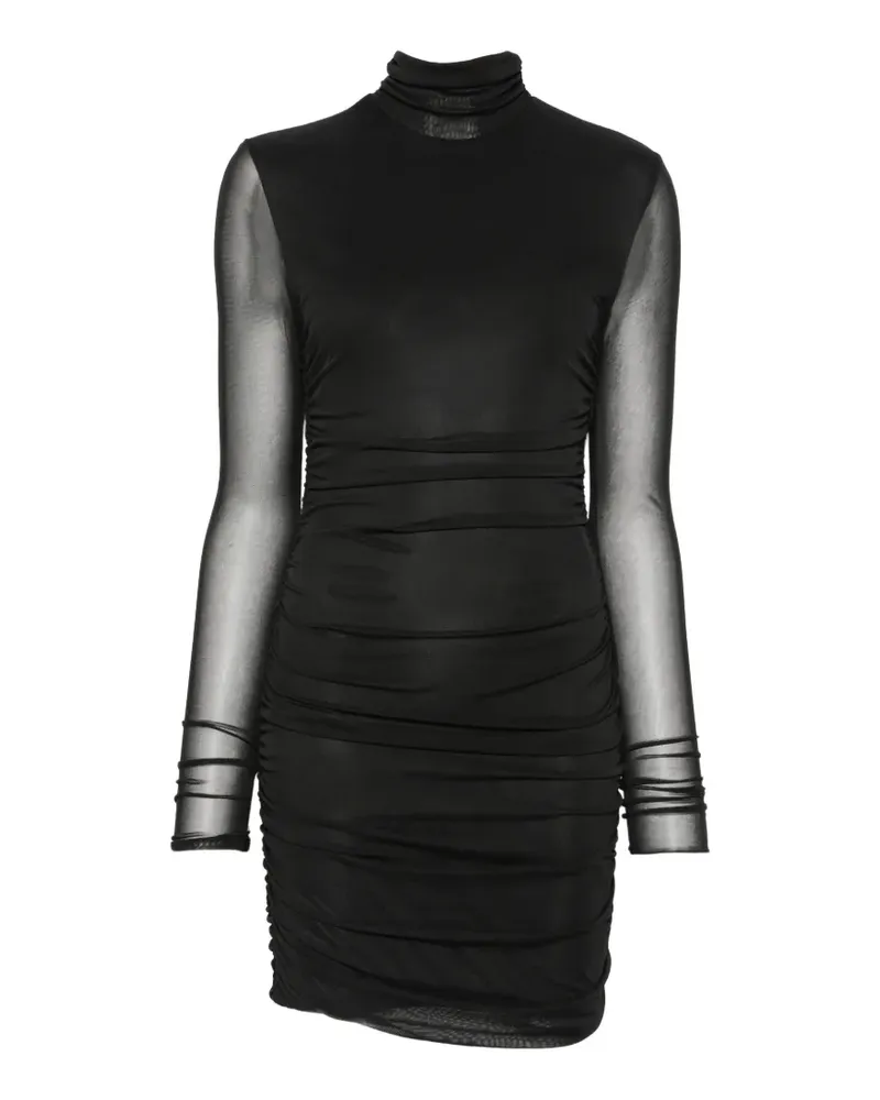 Aniye By Gerafftes Norma Minikleid mit Stehkragen - Schwarz Schwarz