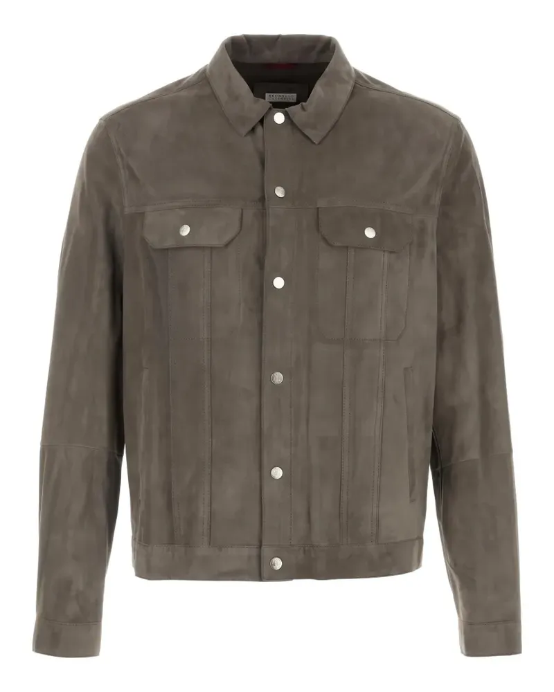 Brunello Cucinelli Hemdjacke aus Wildleder - Grau Grau
