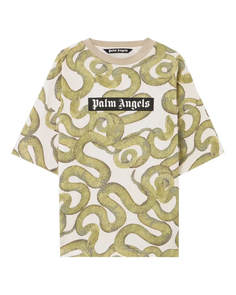 Palm Angels snake-pattern logo T-shirt - Nude Nude