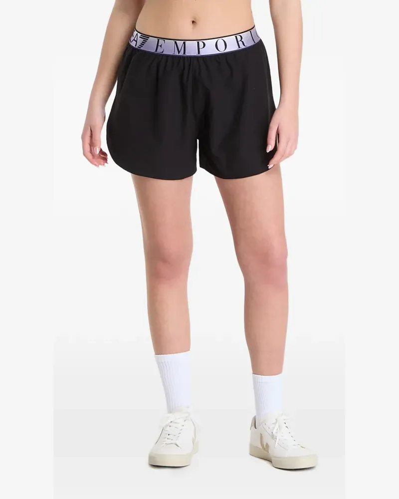EA7 Shorts im Layering-Look mit Logo - Schwarz Schwarz