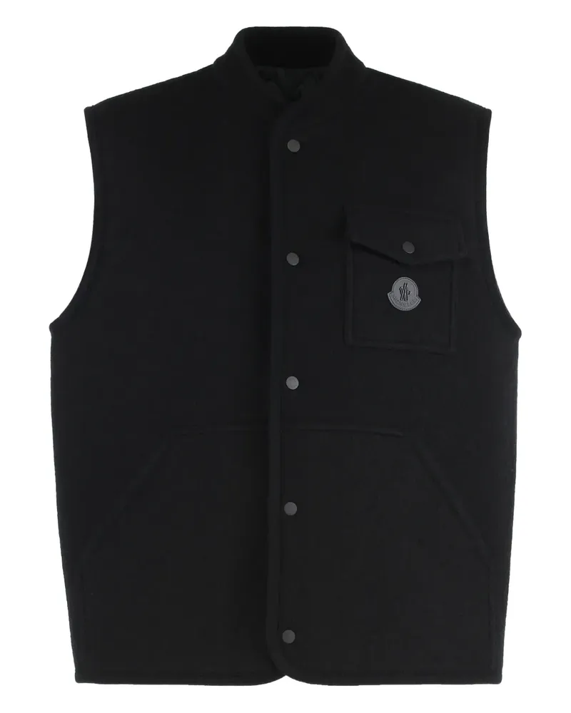 Moncler Bouclé wool gilet - Schwarz Schwarz