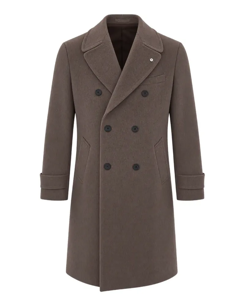 Luigi Bianchi Mantova double-breasted peak-lapel coat - Braun Braun