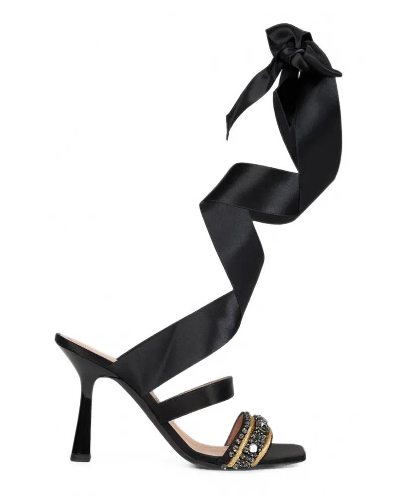 Alberta Ferretti Verzierte Sandalen mit T-Riemen - Schwarz Schwarz