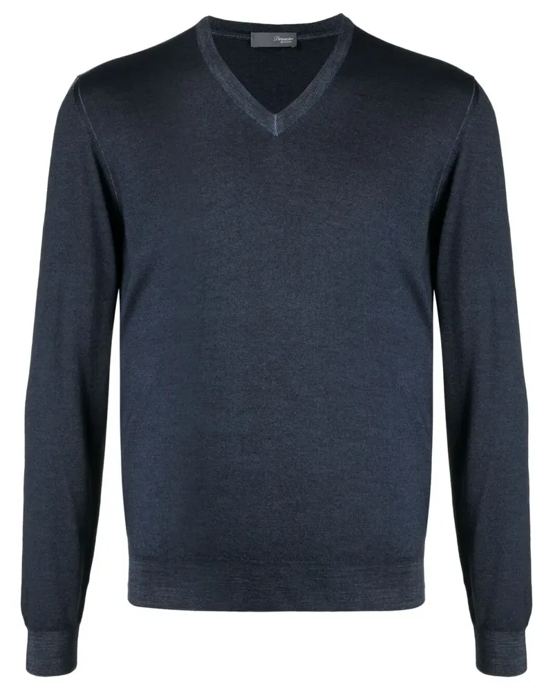 Drumohr  Merinopullover mit V-Ausschnitt - Blau Blau