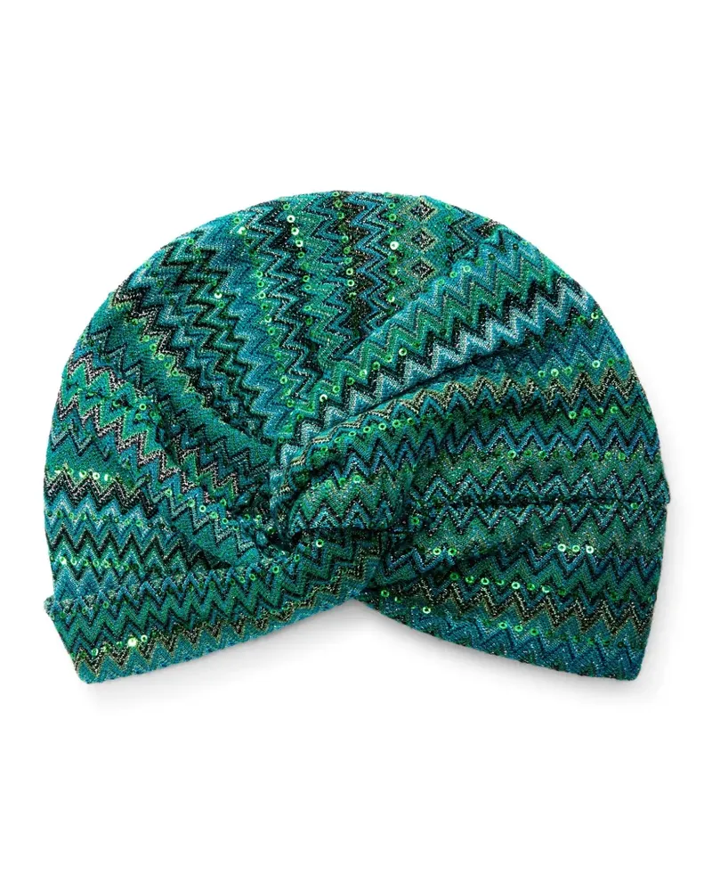 Missoni Turban mit Zickzackmuster - Grün Grün