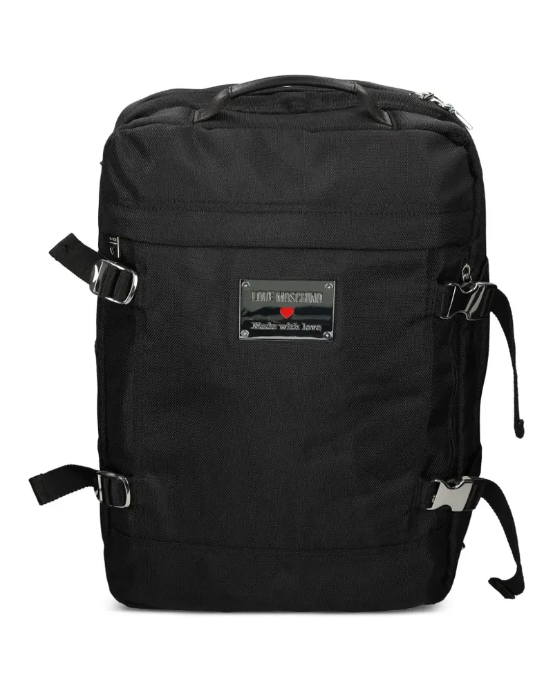 Moschino Rucksack mit Logo-Schild - Schwarz Schwarz