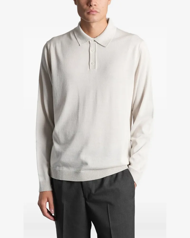 Roberto Collina Langärmeliges Poloshirt - Grau Grau