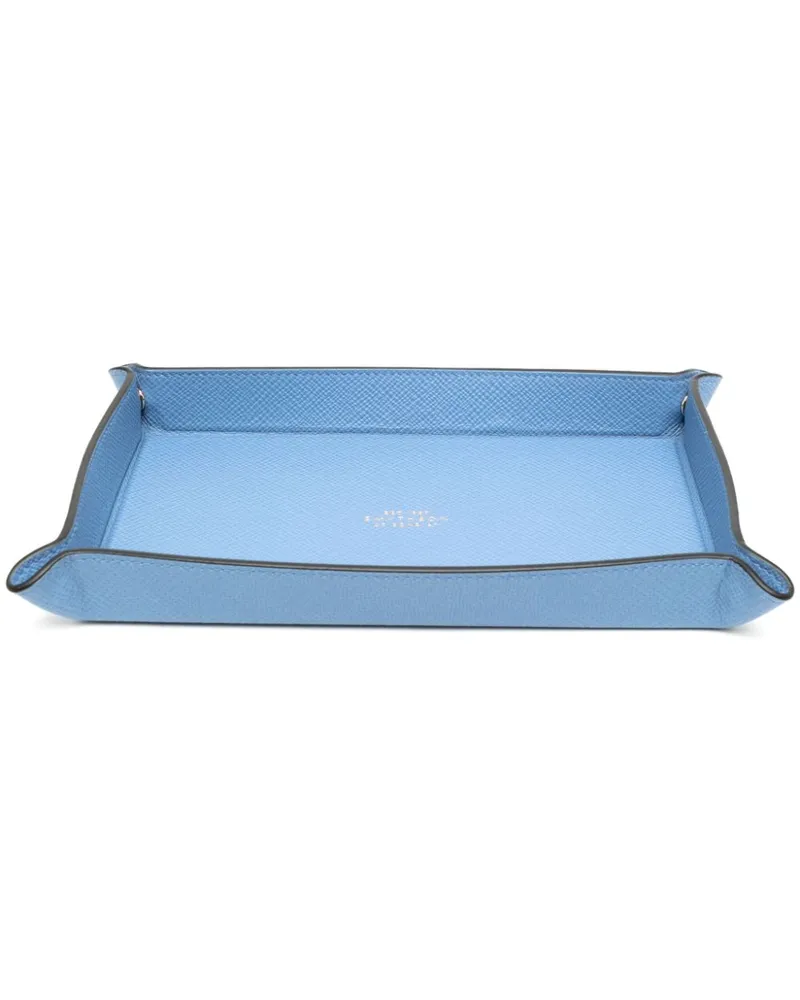 Smythson Schmuckablage aus Leder - Blau Blau