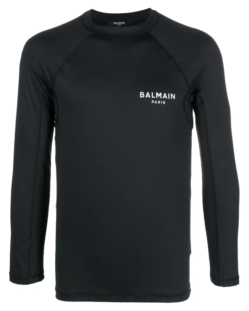 Balmain Schmales T-Shirt mit Logo-Print - Schwarz Schwarz