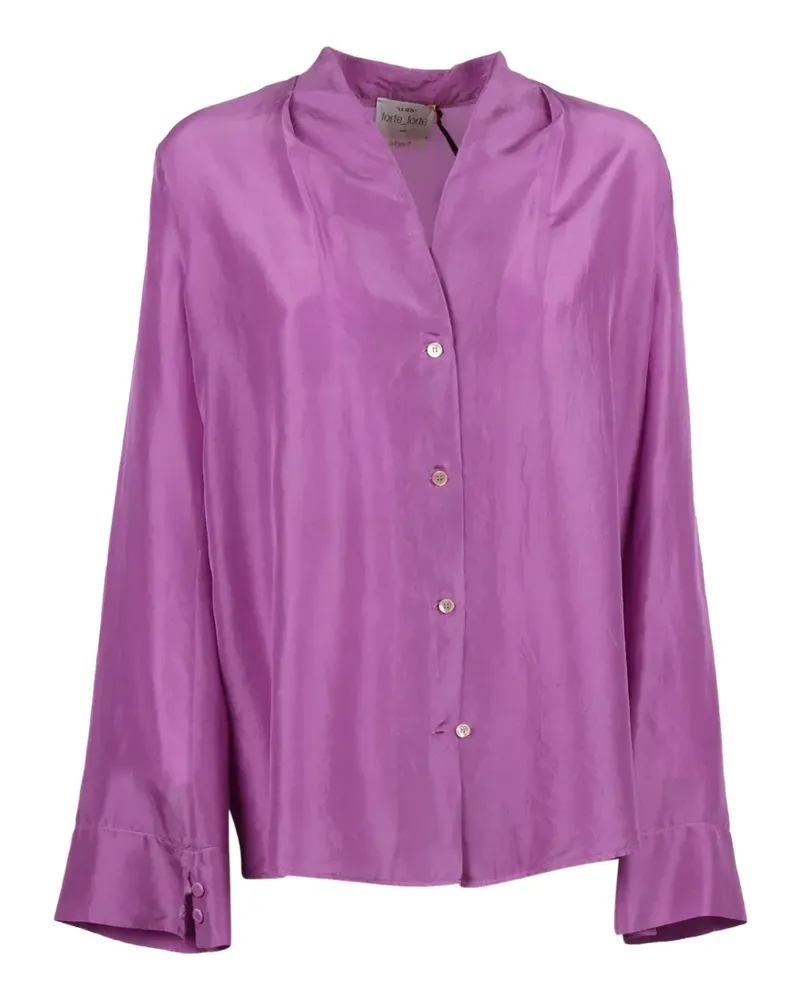 forte_forte habotai-silk V-neck shirt - Violett Violett