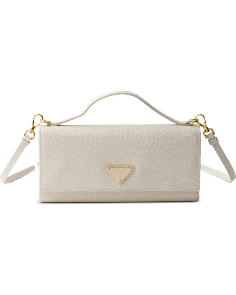 Prada Saffiano leather wallet with shoulder strap - Nude Nude