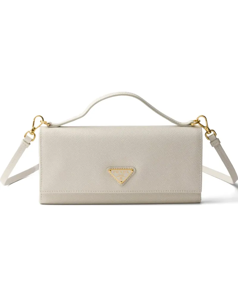 Prada Saffiano leather wallet with shoulder strap - Nude Nude