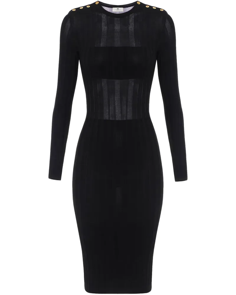 Elisabetta Franchi Semi-transparentes Midikleid - Schwarz Schwarz