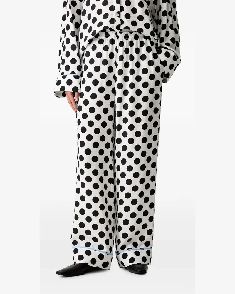 SLEEPER Gepunktete Hose mit weitem Bein - Weiß Weiß