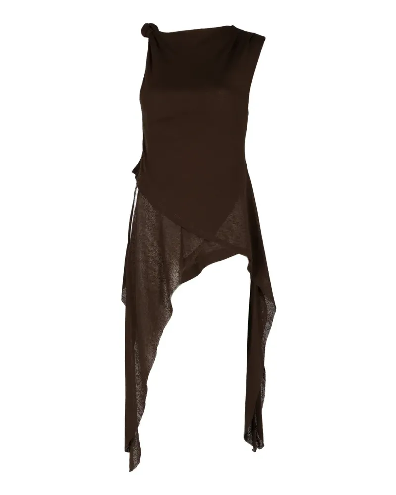 Ganni knot-detail marl-mesh tank top - Braun Braun