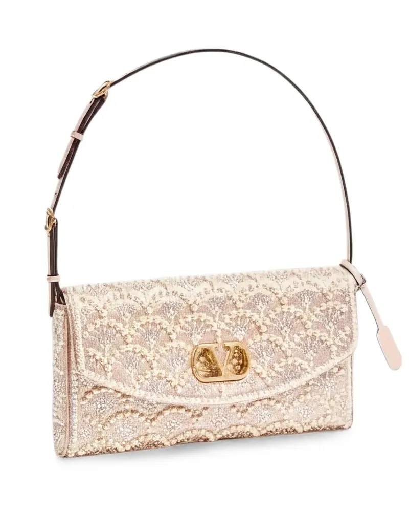 Valentino Garavani Devain small shoulder bag with pearls and rhinestones - Nude Nude