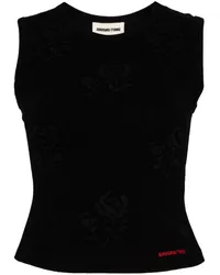 SHUSHU/TONG Ärmelloses Stereo Rose T-Shirt Schwarz