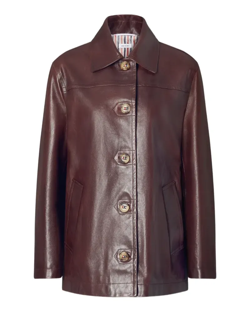 Thom Browne Dockside Ledermantel - Rot Rot