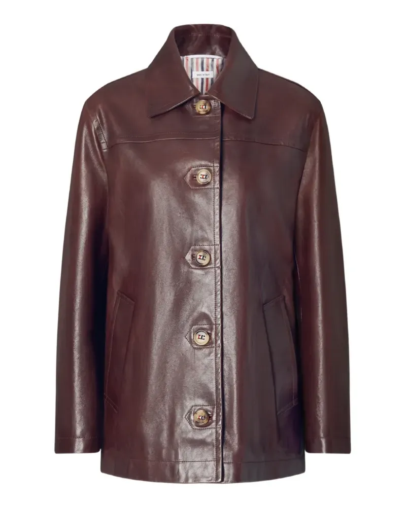 Thom Browne Dockside leather coat - Rot Rot