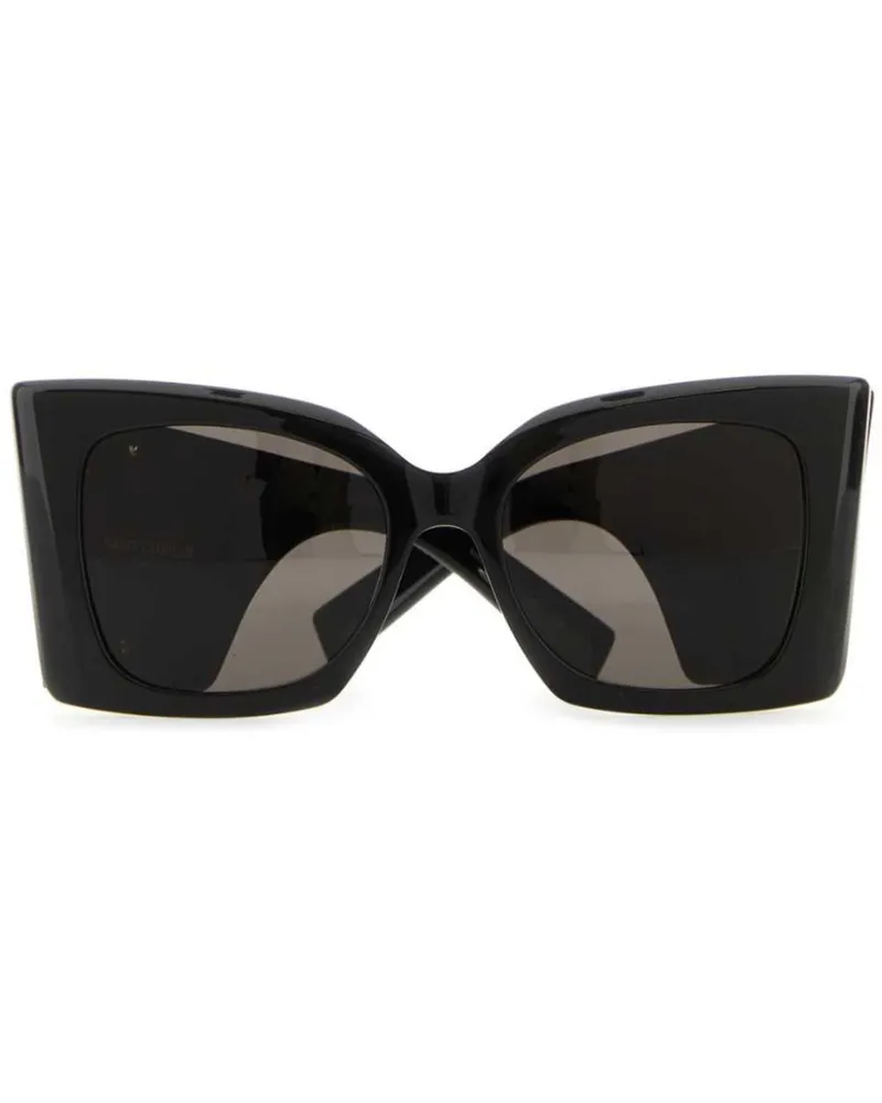 Saint Laurent Sonnenbrille mit eckigem Gestell - Schwarz Schwarz