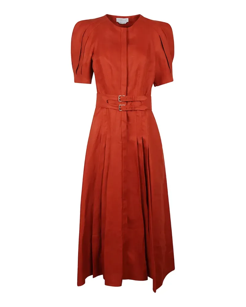 Gabriela Hearst belted pleated dress - Orange Orange