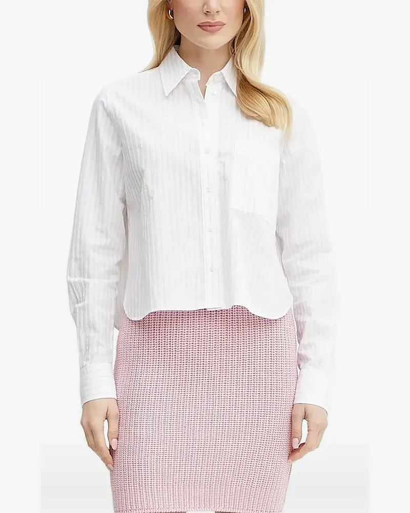 HUGO BOSS pinstripe cropped shirt - Weiß Weiß